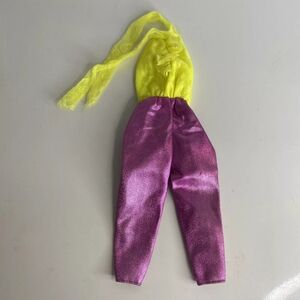 Vintage 1985 Barbie And The Rockers Doll Outfit Diva Jumpsuit Yellow Purple 2427